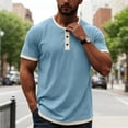 thumbnail image 5 of Leey-World T Shirts for Man Mens Muscle Slim T Shirts Texture V Neck Longline Henley Gym Workout Athletic Tee Shirt(Light Blue,S), 5 of 6