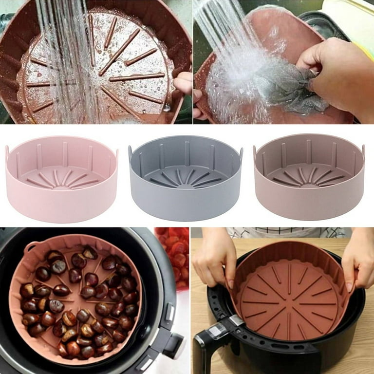 FANJIE Airfryer Silicone Pot Reusable Non-Stick Non-Toxic Baking Tools Air  Fryer Accessories, Brown 
