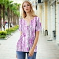 thumbnail image 6 of Gyedtr Tops For Women Going Out Tops For Women Women'S Fashion Printed Short Sleeve Button Round-Neck And V-Neck Top Blouse Y2K Tops, 6 of 8