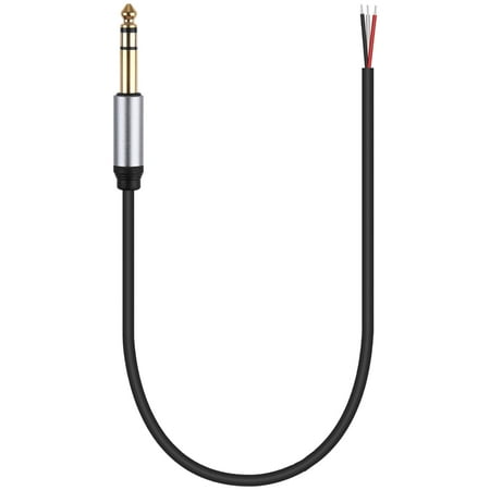 Milue 6.35mm 1/4 Mono TRS Male Plug to Bare Wire stereo Speaker Guitar Cable 30cm