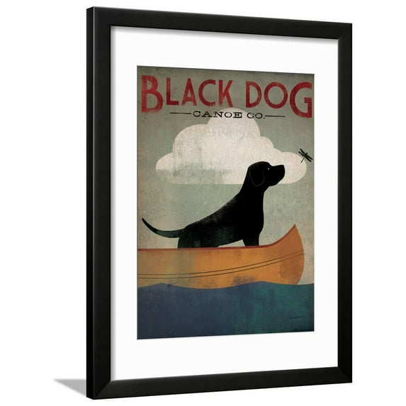 Black Dog Canoe Framed Print Wall Art by Ryan Fowler Sold by Art.Com