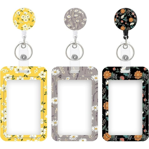 3 Set Heavy Duty Badge Holder with Retractable Reel,ID Badge Holder Key Card Work Badge Clip for Nurse Teacher Student Office Women Men