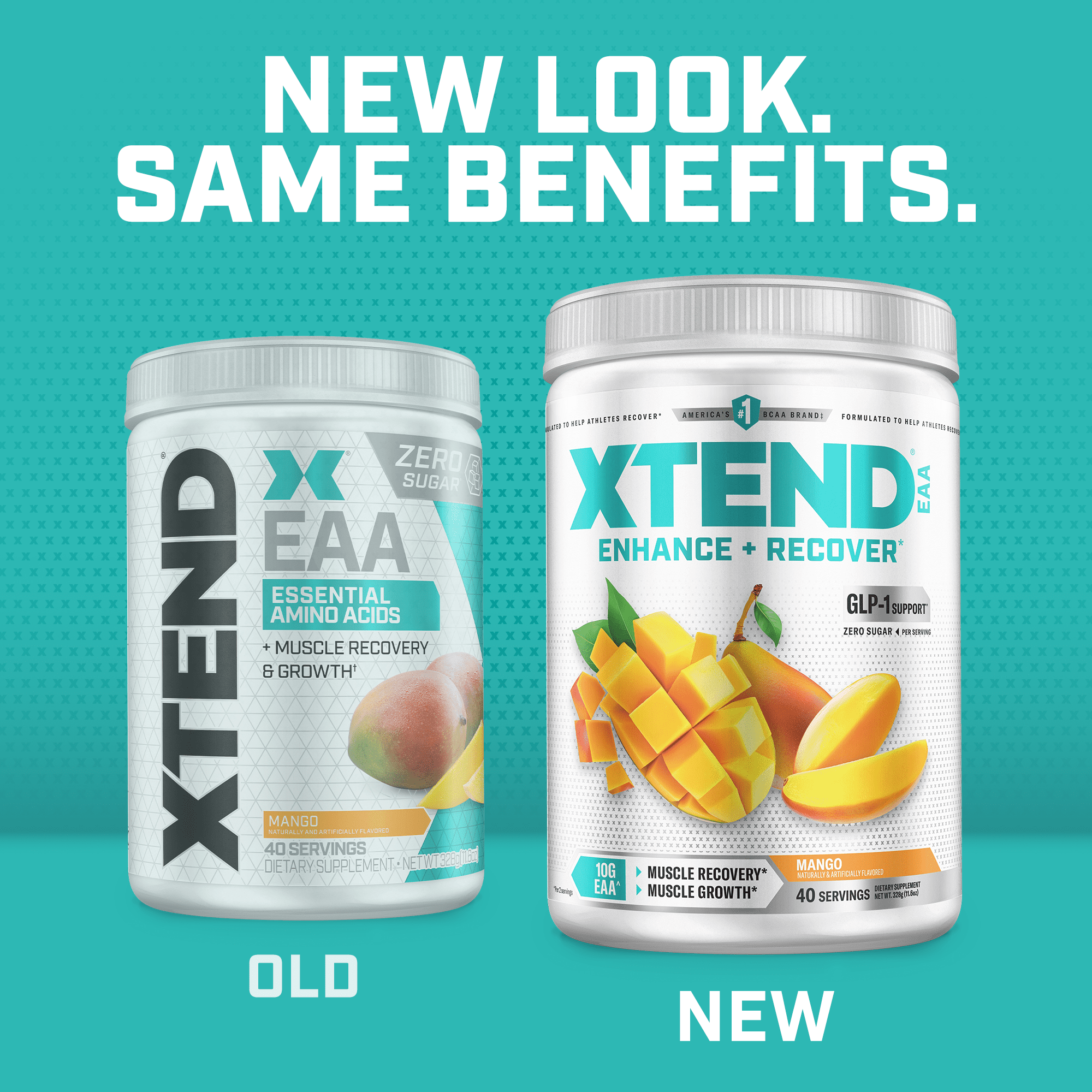 XTEND EAA Post-Workout Powder, for Muscle Recovery, Sugar-Free, Mango, 40 Servings