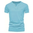 thumbnail image 1 of pstuiky camisetas de hombre, Camiseta de cuello en V con botones y bolsillo versátil de color liso para hombre camisas casuales para hombre s, 1 of 8