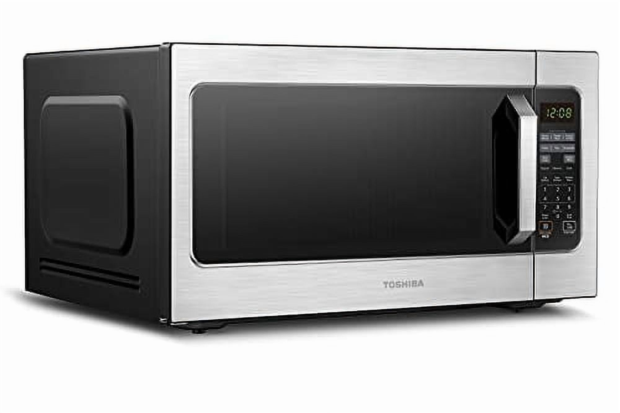 Toshiba Countertop Microwave Oven, 2.2 Cu Ft, 1,200 Watts, Humidity Sensor, 6 Presets, Mute Function, Stainless Steel