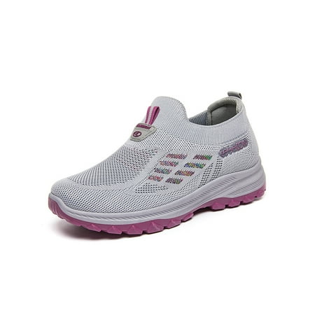 

Zodanni Women Breathable Casual Sneakers Jogging Mesh Slip On Non-Slip Comfort Round Toe Loafers Gray 6.5
