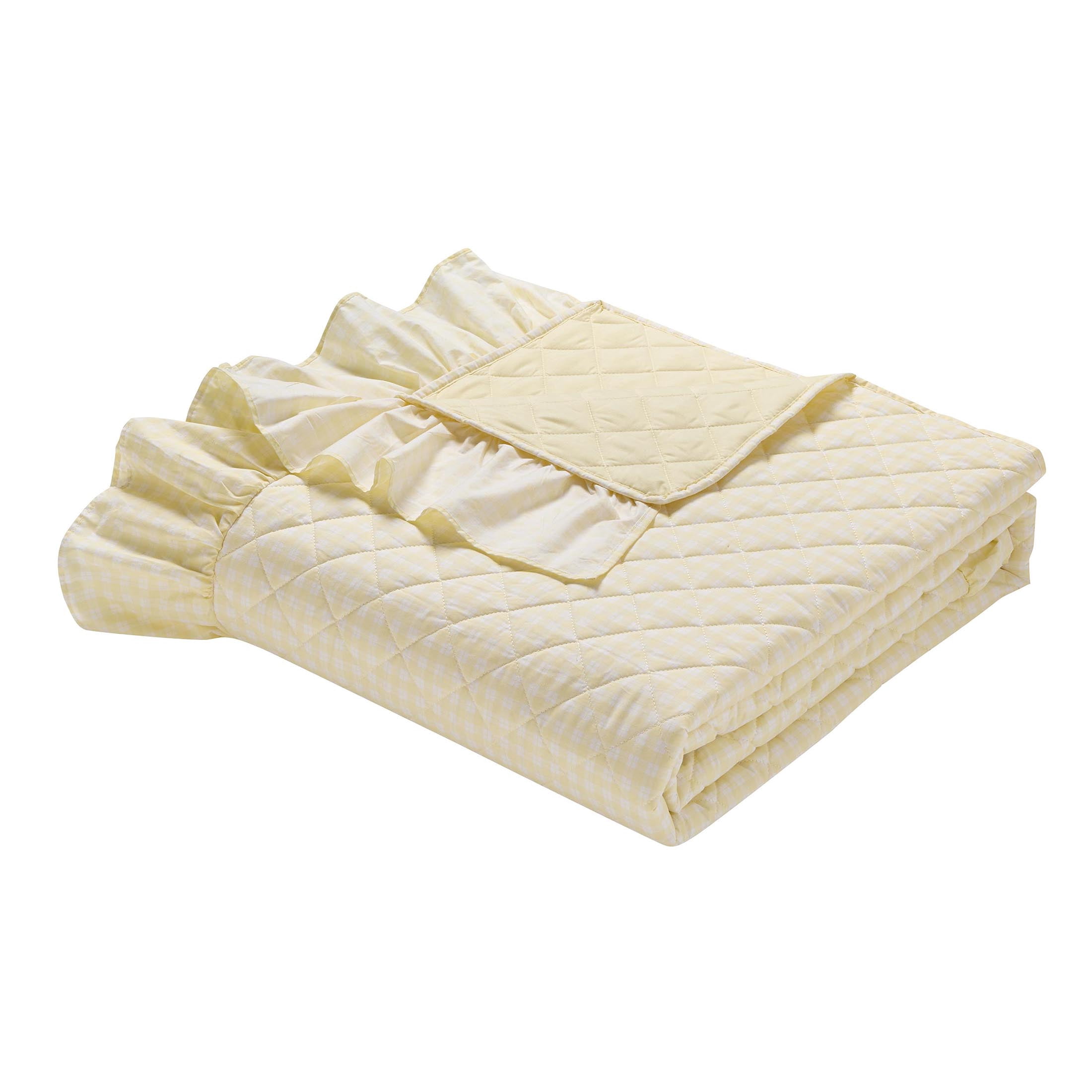 My Texas House Gingham Ruffle 3-Piece Yellow Adult Quilt Set, King