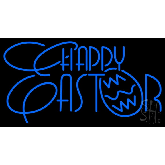 Happy Easter 1 LED Neon Sign 13 x 24 - inches, Clear Edge Cut Acrylic Backing, with Dimmer - Bright and Premium built indoor LED Neon Sign for special occasion decor.