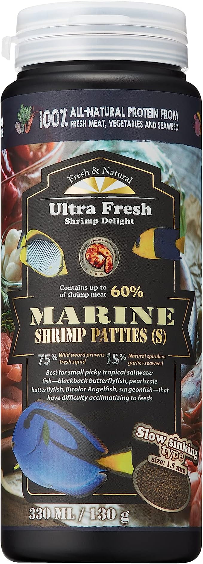 Ultra Fresh Marine Fish Food, 75 Sword Prawns + Squids, Natural