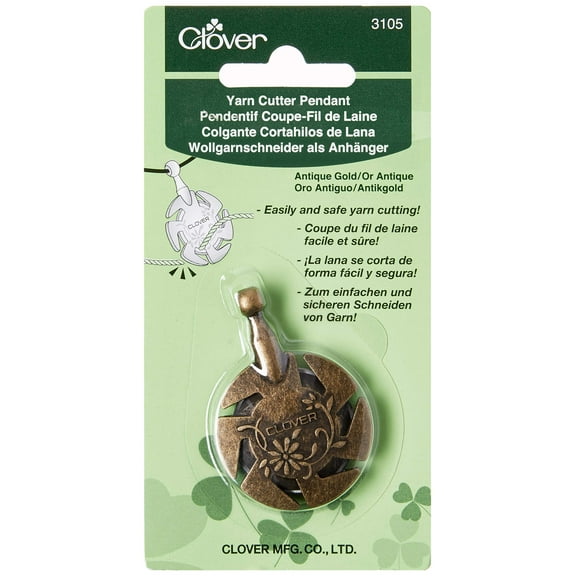 Clover Yarn Cutter Pendant-Antique Gold