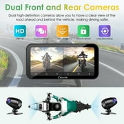 Carpuride Motorcycle CarPlay Screen, Dual 1080P Dash Cameras, IP67 Waterproof, Touch Screen (603D)