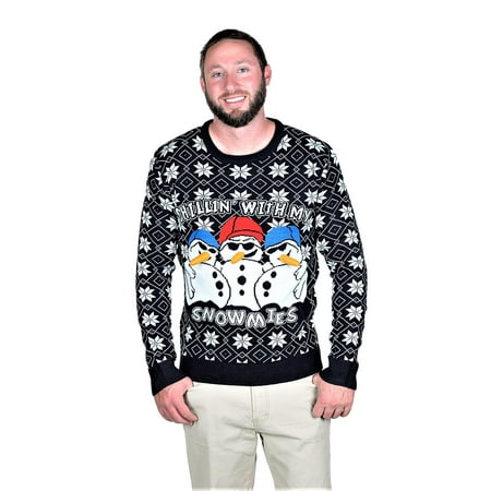 Ugly Goat - RWB Unisex Chillin With My Snowmies Ugly Christmas Sweater Navy