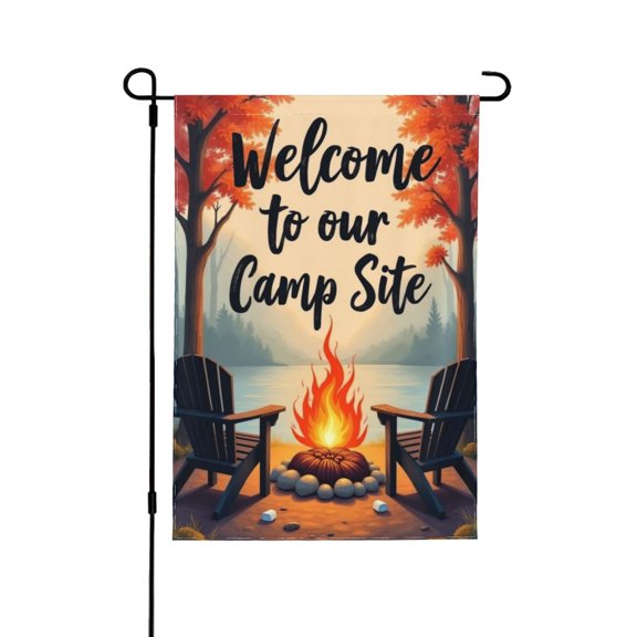 Camper Camping Garden Flag For Campsite Vertical 12.5x18 Double Sided, Welcome To Our Camp Site Small Camping Flags Outdoor Fire Pit Camper Camping Campsite Decoration (ONLY FLAG)1 Flag