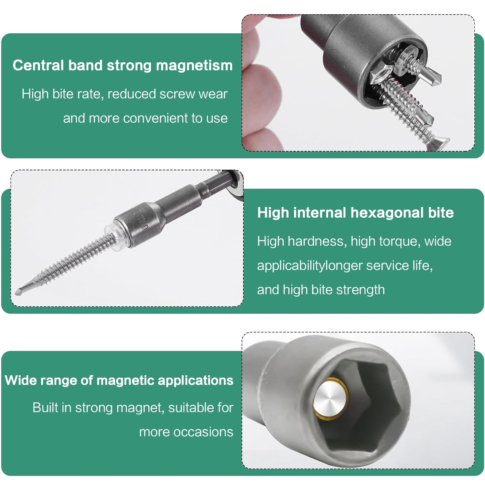 STONEGO 5/6/8/9/14Pcs Hex Magnetic Socket Sleeve Set - Nut Driver Drill Bit Adapter for Quick and Secure Fastening, Ideal for Automotive, Home Repair, and DIY Projects