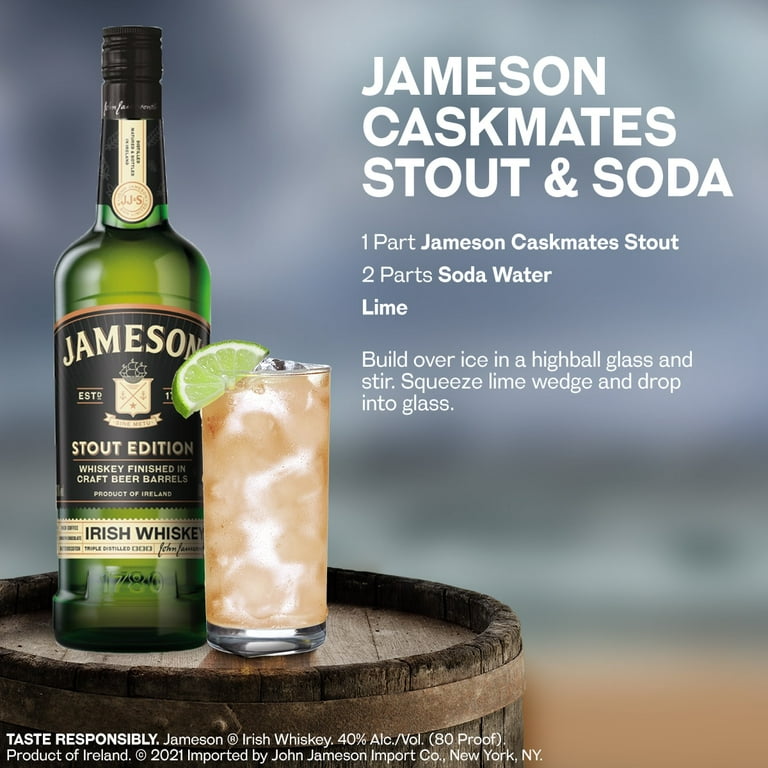 750 Irish mL Bottle, Stout Jameson Caskmates ABV Whiskey, 40%