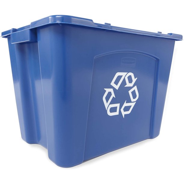 Rubbermaid Commercial Stackable Recycling Bin, 14 Gallon, Blue