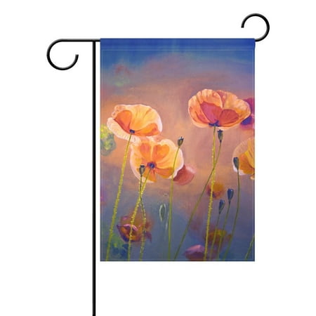 Shabby Chic Outdoor POPCreation Oil Painting Poppy Garden Flag Shabby Chic Floral Outdoor Flag Home Party 28x40 inches ()