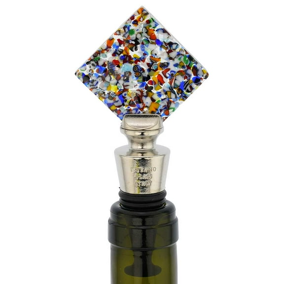 GlassOfVenice Murano Glass Multicolor Diamond Bottle Stopper