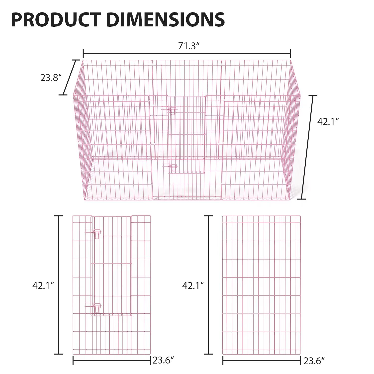 YRLLENSDAN,42In,8 Panel,Outdoor Dog Fence,Puppy Play Pen for Indoors,Dog Play Pen Indoors,Easy To Assemble and Store,Foldable,Pink