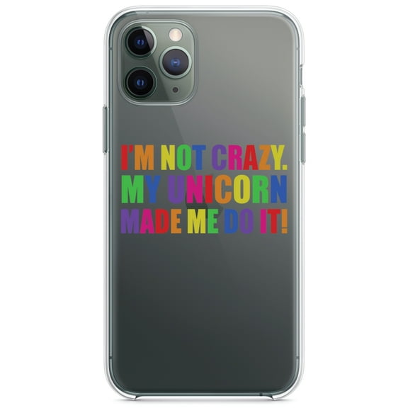 DistinctInk Clear Shockproof Hybrid Case for iPhone 11 (6.1" Screen) - TPU Bumper Acrylic Back Tempered Glass Screen Protector - I'm Not Crazy My Unicorn Made Me Do It