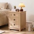 thumbnail image 6 of End Table with 3 Drawers, Wooden Storage Cabinet, Natural Nightstand with Metal Handle, Side Table with Storage for Living Room and Bedroom | Espresso, 6 of 8