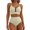 Beige, variant on QURATI Swimwear Women'S Bikini V Neck Cutout Swimsuit High Waist Textured Pleated Swimsuit Beige L