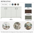 thumbnail image 3 of Vastcury 60" Retro 4 Door Storage Sideboard Cabinet, Buffet with Metal Handles for Kitchen, Living Room, Dining Room, Antique White, 3 of 8