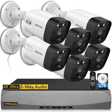 OOSSXX 4K Wired Security Camera System,6 Poe Cameras with Motion Detection,2TB Hard Drive Included