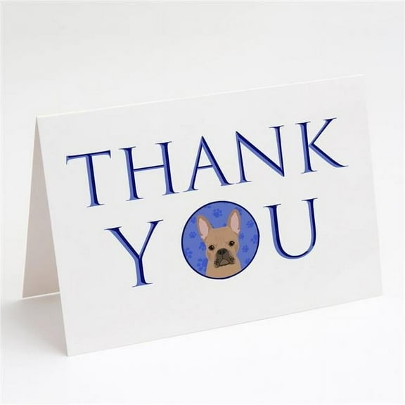 French Bulldog Cream Thank You Greeting Cards and Envelopes Pack of 8 7 in x 5 in
