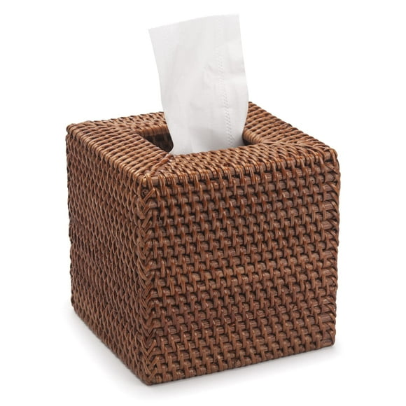Funda para caja de pañuelos DECRAFTS, de ratán, tejida natural, cuadrada