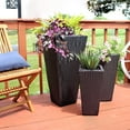 thumbnail image 6 of Sunnydaze Assorted Square Outdoor Black Rattan Planter with Liner 3-Count, 6 of 9