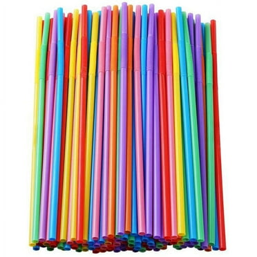 Lucia Colorful Extra Long Flexible Drinking Straws Bendy Disposable ...