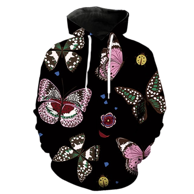 Sudadera con capucha y cremallera para hombre y mujer, diseño de mariposa de dibujos animados, con estampado 3D, unisex, estilo hip hop, estilo Harajuku, de manga larga, con capucha