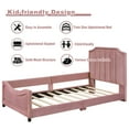 thumbnail image 4 of Bellemave Upholstered Twin Bed Frame, Twin Size Daybed Frame with Classic Stripe Shaped Headboard, Wood Twin Sofa Bed for Bedroom (Pink), 4 of 8