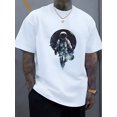 thumbnail image 2 of 1pc Men'S Casual Crew Neck T-Shirt, 100% Polyester Knit Fabric with Slight Stretch, Alphabet Pattern Astronaut Print, Summer Short Sleeve Tee for Men, 2 of 10