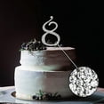 thumbnail image 3 of BalsaCircle Number 8 Cake Topper 4.5" Silver Rhinestone Personalized Wedding Party Monogram Decorations, 3 of 3