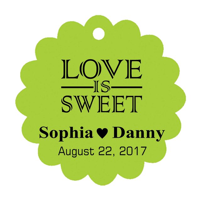 100 PCS Love is Sweet Custom Made Scallop Edge Rong Hang Tags Personalized Wedding Party Favor Gift Tags