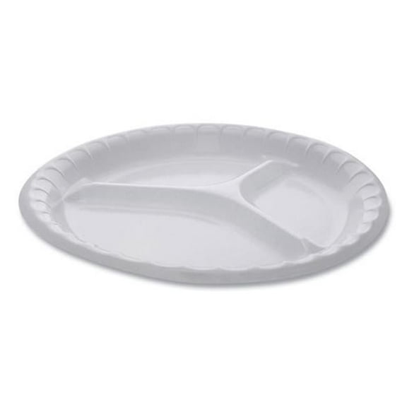 10.25 in. Laminated Foam Dinnerware 3-Compartment Plate, White