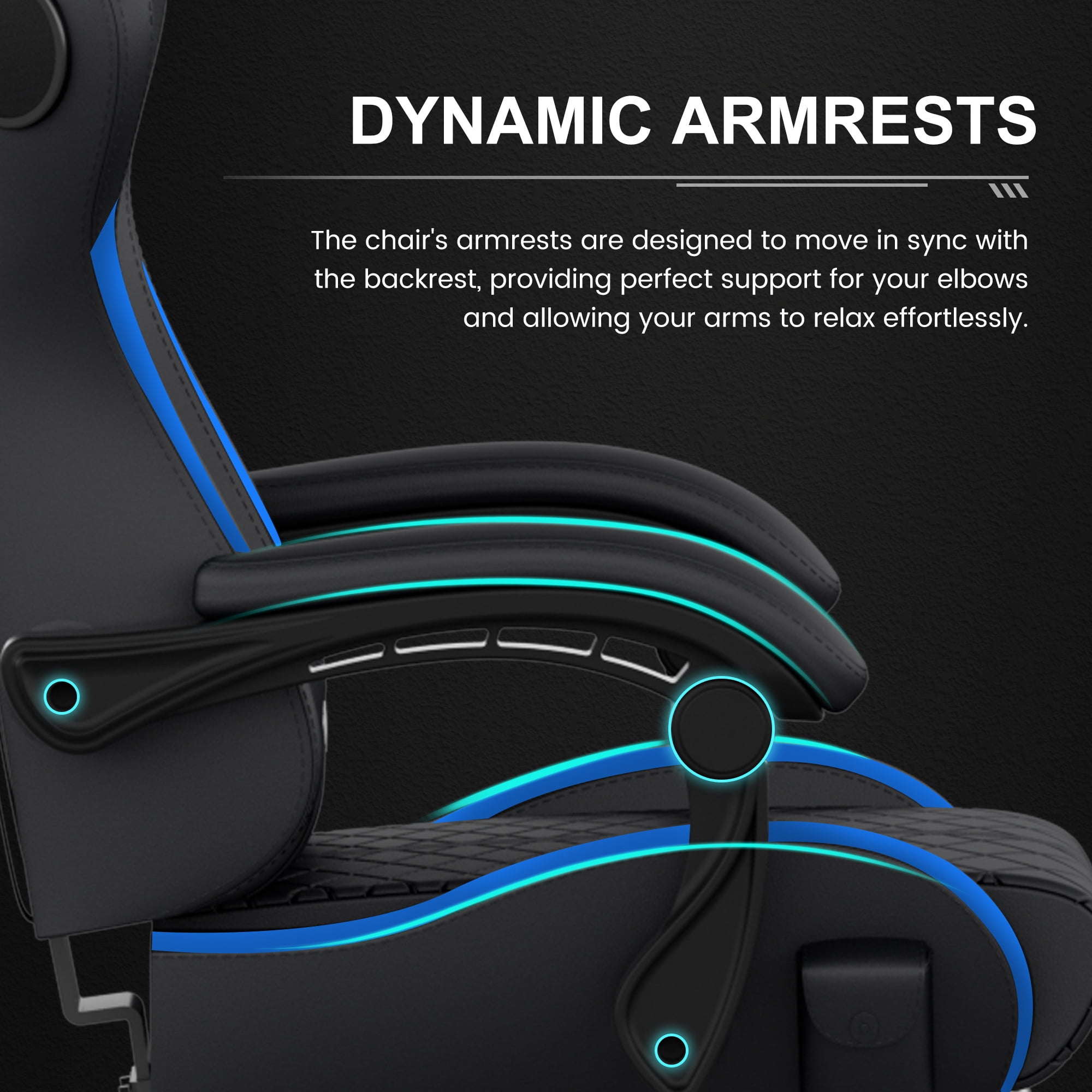 GTRACING GTW-100 Reclining Gaming Chair with Bluetooth, Adjustable Pillows and Footrest, Blue