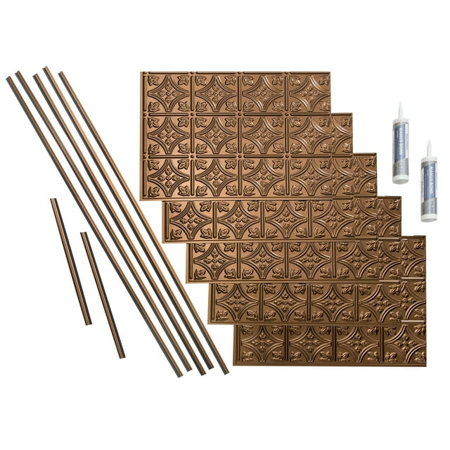 FASÄDE Traditional Style 1 Decorative Vinyl Backsplash 15 sq ft Kit in Oil Rubbed Bronze