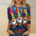 thumbnail image 2 of Lorytime Carnival Oversized T Shirts for Women Pattern Tuesday Tee Pullover 3/4 Sleeve Mardi Gras Tops Crewneck Clothes, 2 of 5