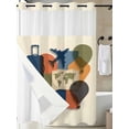 thumbnail image 3 of No Hook Shower Curtain with Snap-in Liner, Travel Adventure Waterproof Fabric Bathroom Curtains, Modern Maps Luggage Hot Balloons Bath Curtains & Mesh Top Window 72"x96" Extra Long, 3 of 9