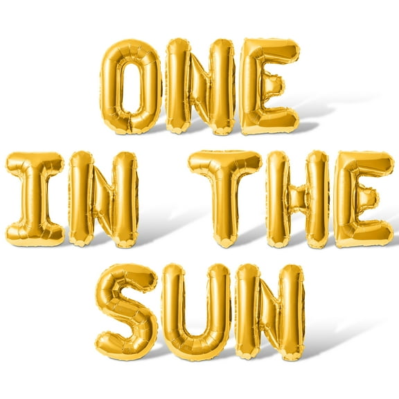 Letter Balloons - ONE IN THE SUN 16" Inch Alphabet Letters Foil Mylar Balloon 1st Birthday Party Banner (Gold)