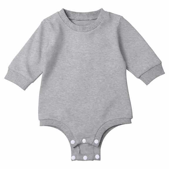 Coerni New Born Baby Cotton Romper Cute Long Sleeve Button Onesie Boys Girls Solid Soft Outfit Long Sleeve Crewneck Bodysuit