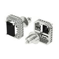 thumbnail image 2 of 2.44 ct Screw-Back Stud Earrings for Women | 7x5mm Emerald Cut Natural Onyx | 14K White Gold, 2 of 5