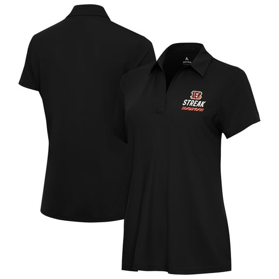Women's Antigua Black Cincinnati Bengals Streak Era Polo