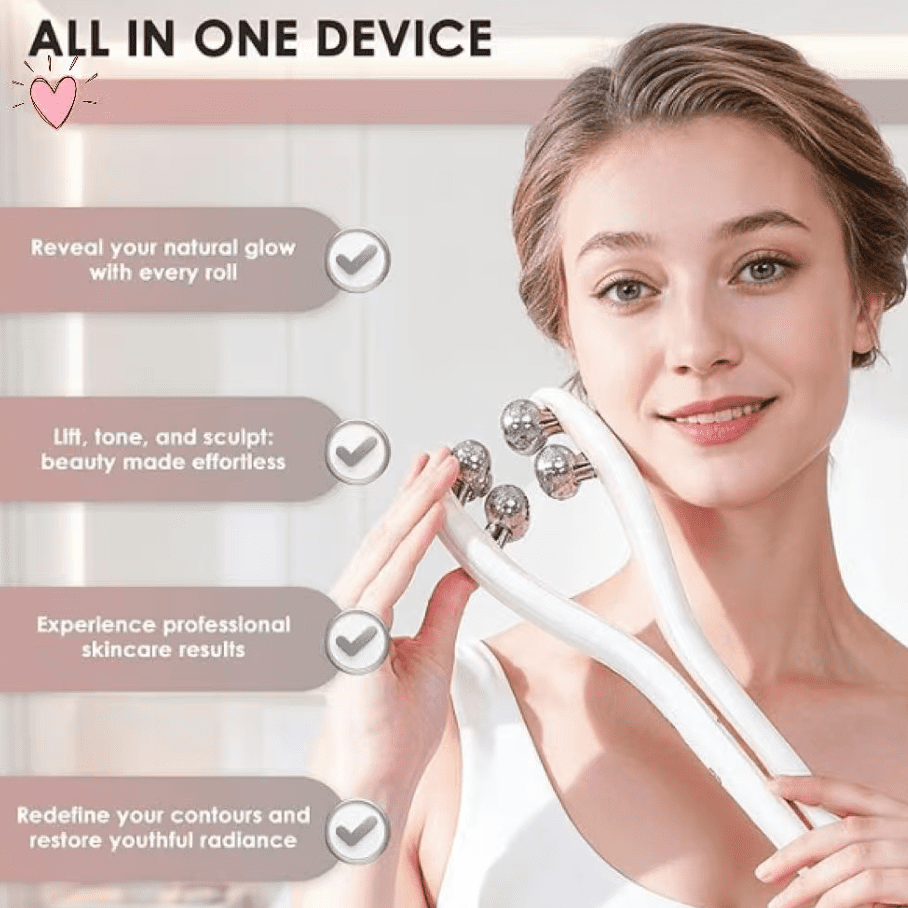Micro current facial massager with 3D roller, 3 intensity levels, USB-C rechargeable, facial and neck lifting and toning tools, gentle shaping and skincare absorption