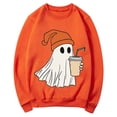 thumbnail image 5 of CLOISE Halloween Women Sweatshirt Funny Ghost Print Oversized Sweatshirts Fall Long Sleeve Round Neck Hoodies Shirts Soft Tees Festival Gift Clothes Orange L Spooky, 5 of 5