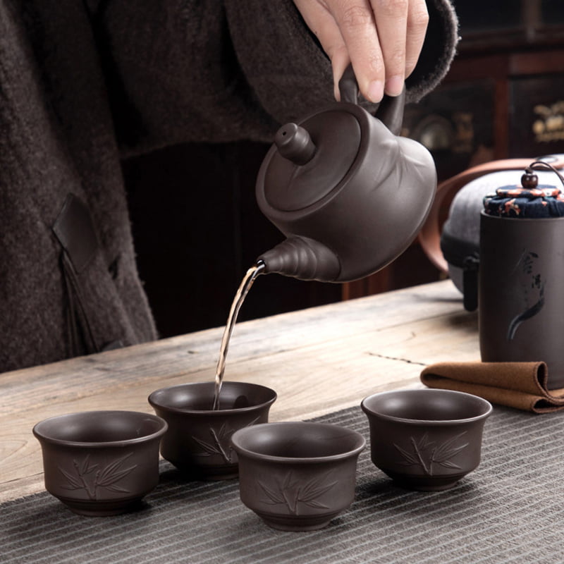 Yixing Purple-Clay teapot Chinese Gongfu Kungfu Tea Set Teapot & Teacups 3 Pcs 