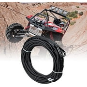 50ft x 1/4" Black Synthetic Winch Rope 7000LBs with Rock Heat Guard for Jeep ATV UTV KFI Ramsey Pickup Truck